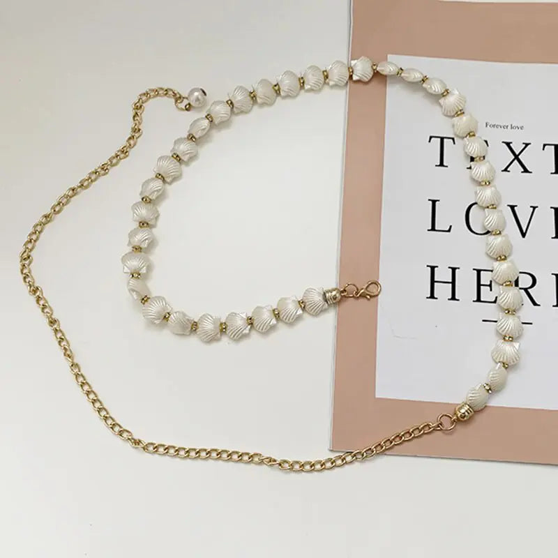 Elegant Pearl Chain Belt