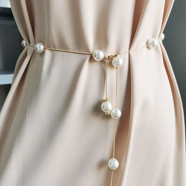 Elegant Pearl Chain Belt