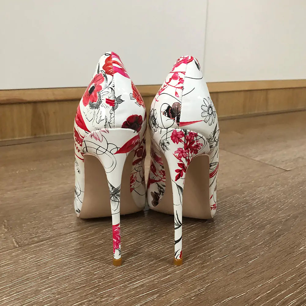 Zapatos de tacón de aguja con flores Veowalk