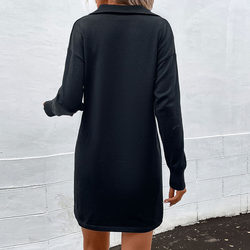 Collar Zipper Woolen Dress