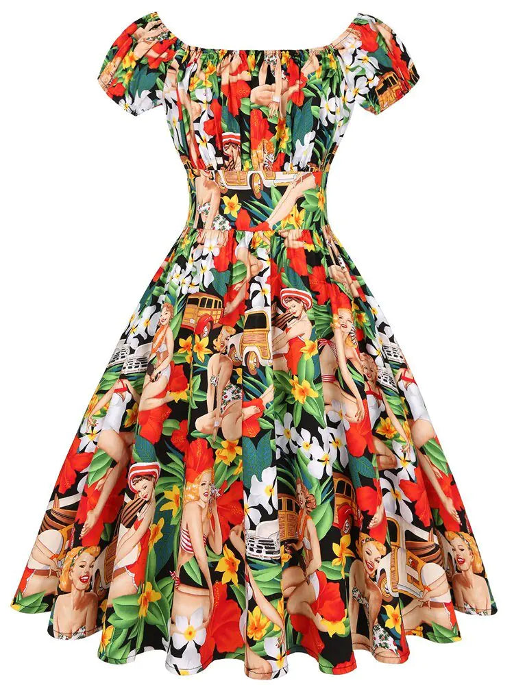 Vestido Rockabilly Mujer Swing, Vestidos de Fiesta- Años 50 60