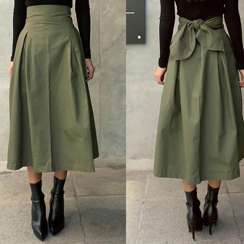 Falda de color sólido de moda coreana