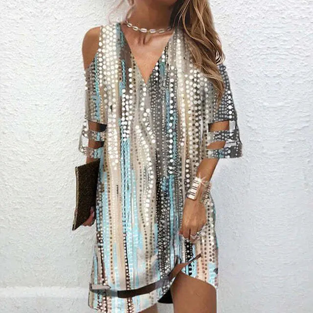 Vestidos teñidos anudados de verano con cuello en V
