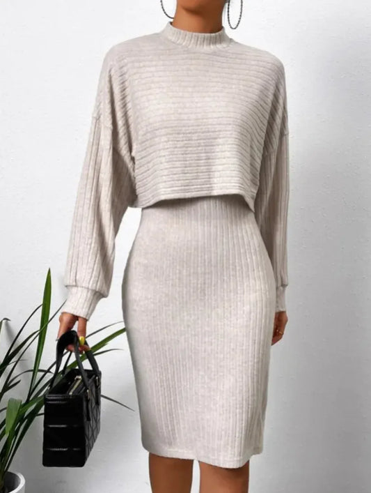 Long-Sleeve Top with Bodycon Dress