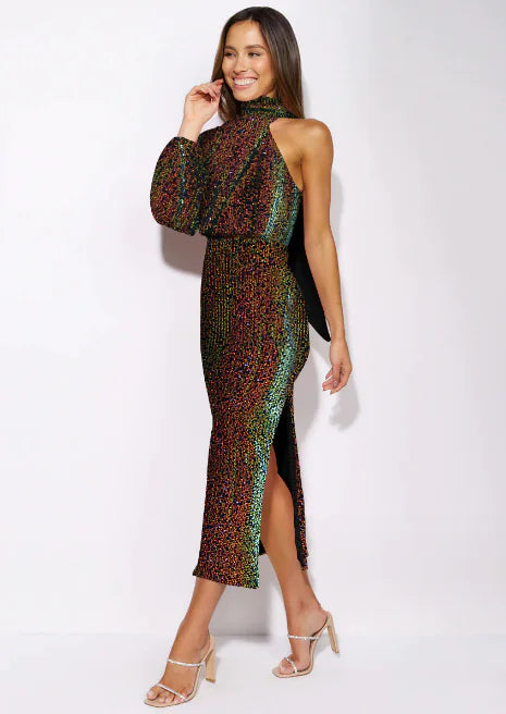 Sequin Beaded Scarf Dress