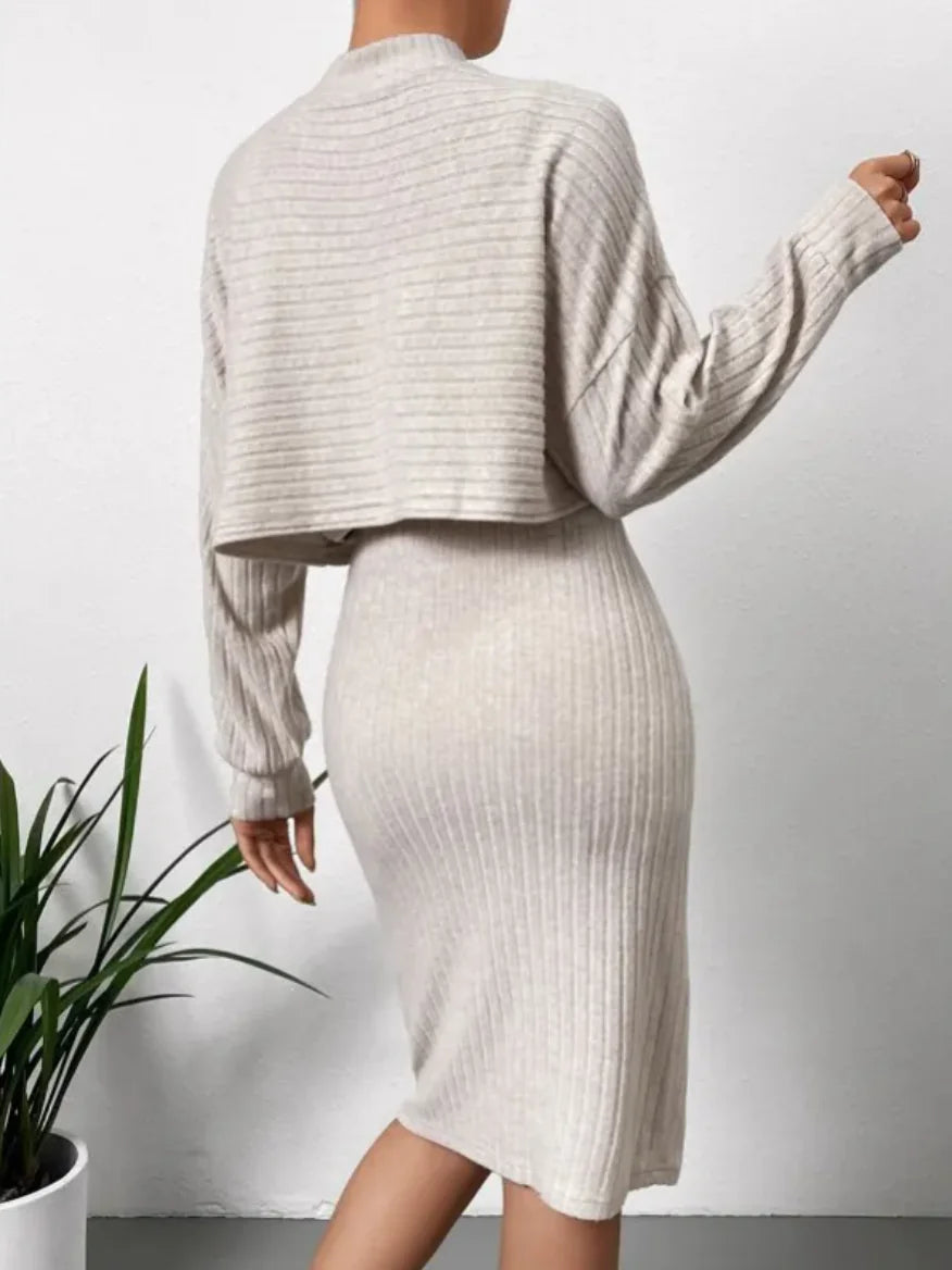 Long-Sleeve Top with Bodycon Dress