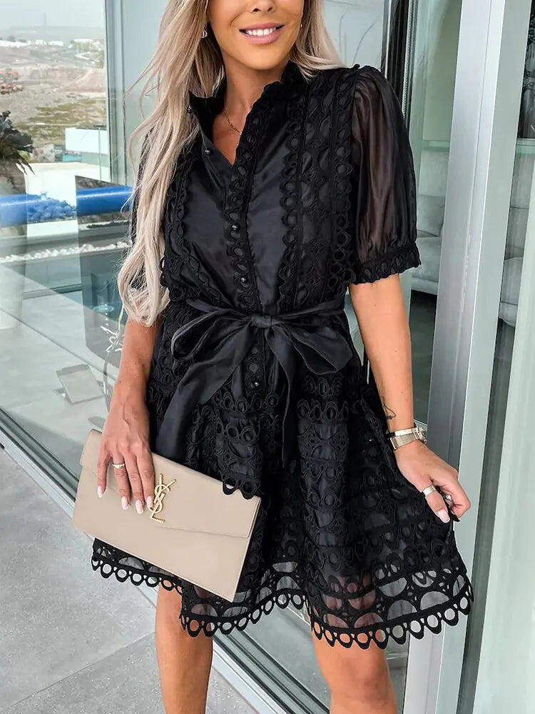Patchwork Lace Mini Dress