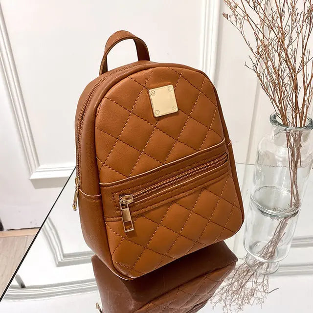 Mini Mochila para Mujer Bolso Bandolera Multifunción de Cuero PU