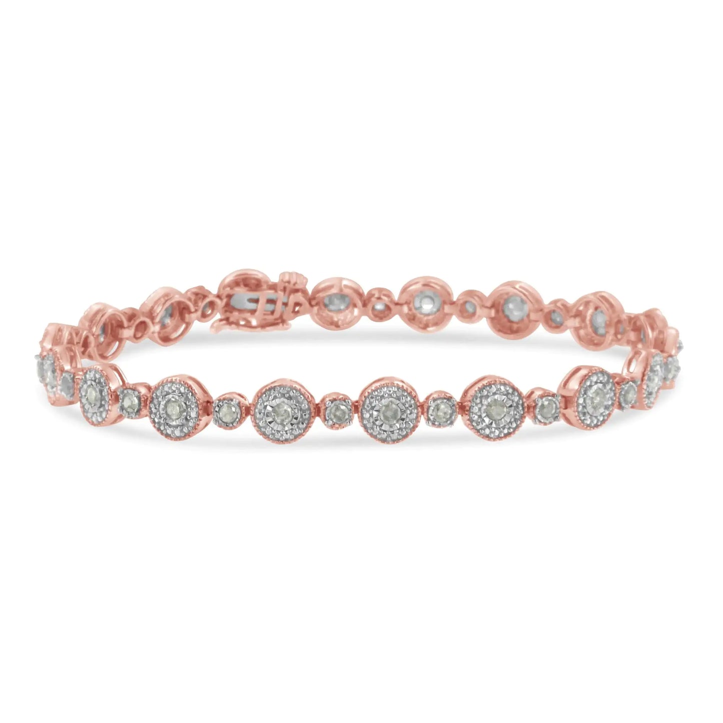 10k Rose Gold Plated -.925 Sterling Silver Diamond Bracelet