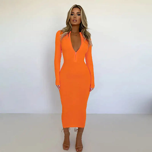 Zipper Midi Dress