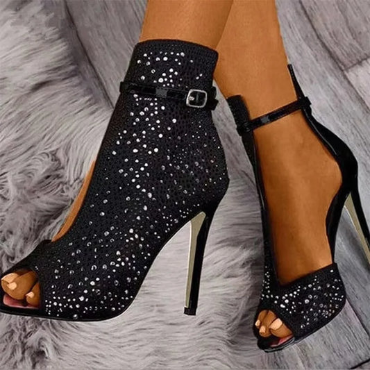 Zapatos de tacón alto de cristal para mujer