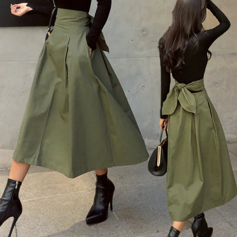 Falda de color sólido de moda coreana