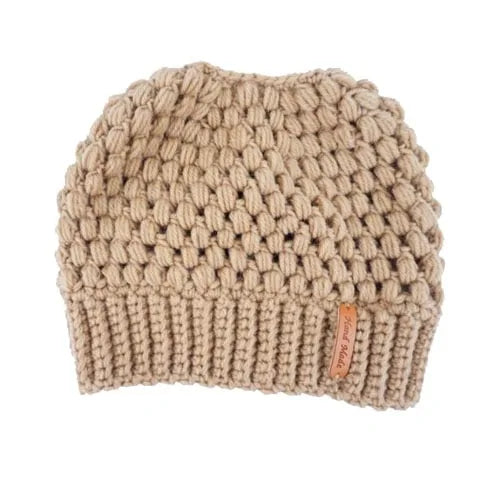 Gorros de cola de caballo de punto de invierno para mujer