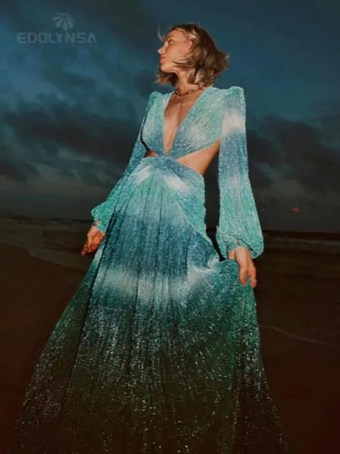 Long Lantern Sleeve Dress